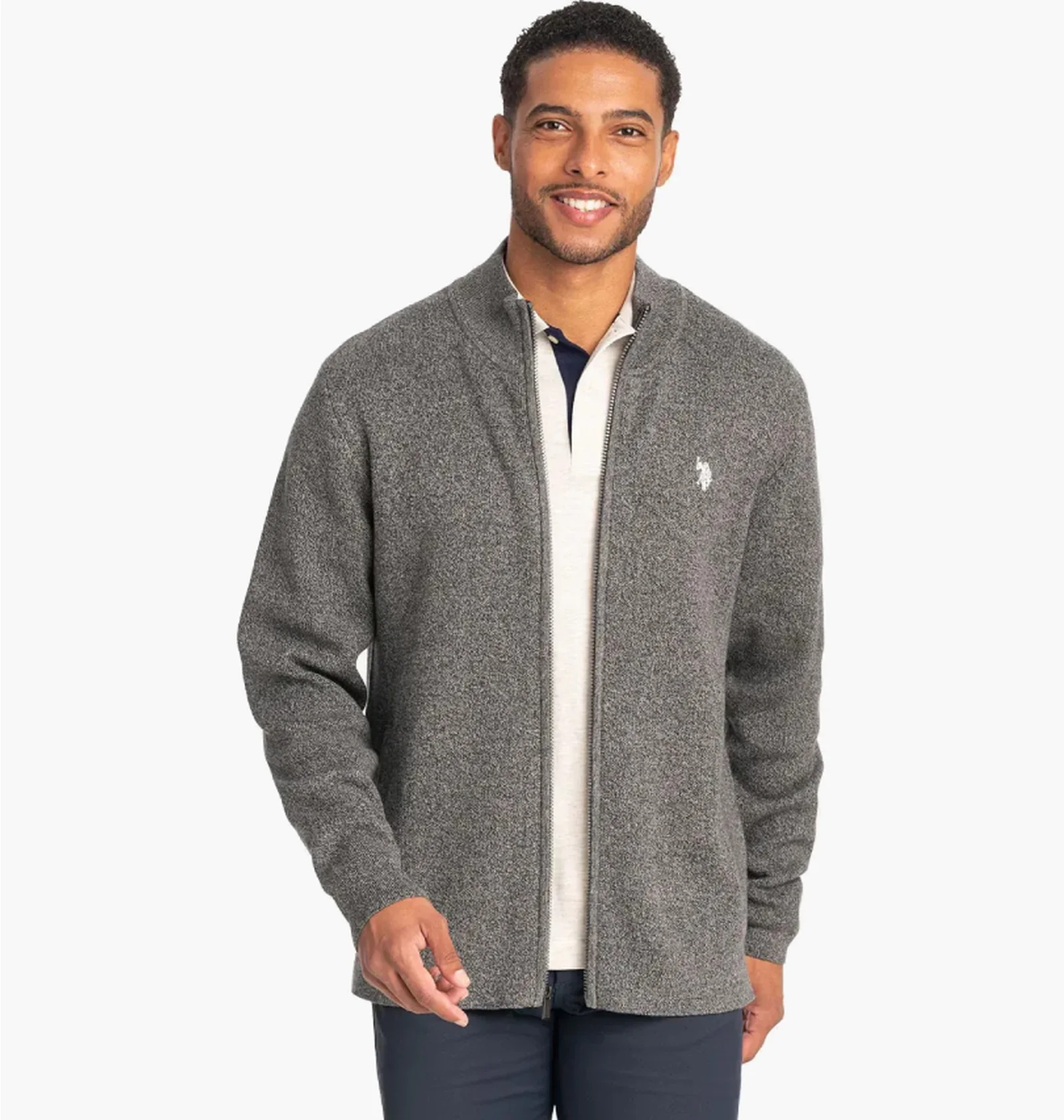 ᐉ Кофта чоловіча U.S. Polo Assn Cotton Marl Full Zip Sweater Grey