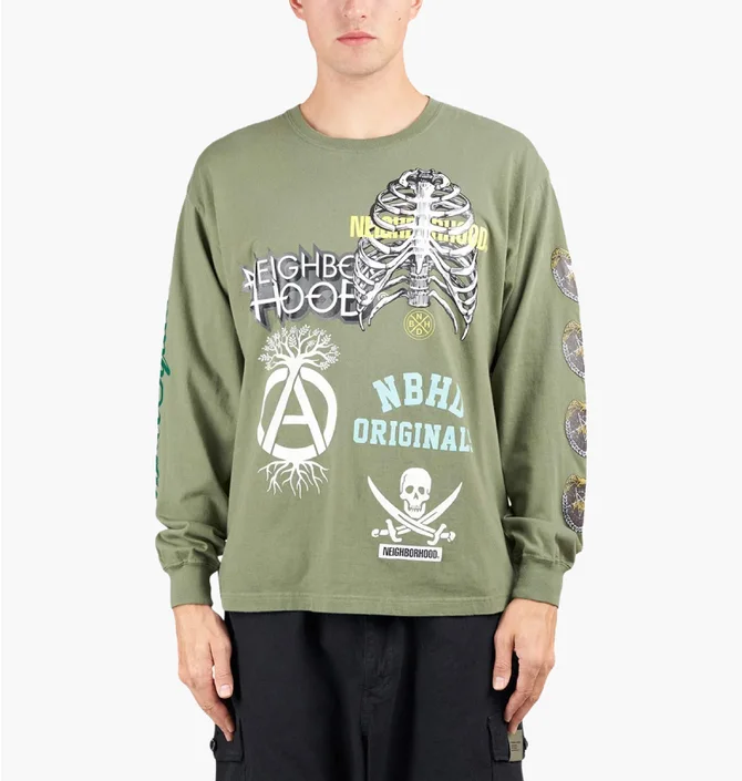 Лонгслів чоловічий Neighborhood Tee Ls-17 Olive 242PCNH-LT17