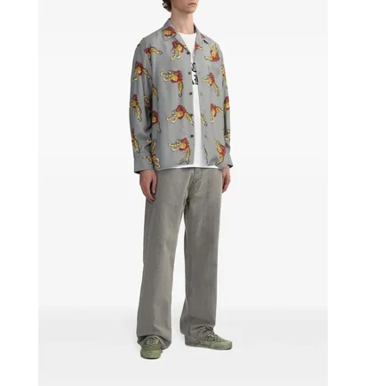 Сорочка унісекс wacko maria Hawaiian Grey 24FW-WMS-HI03