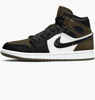 Кроссовки женские Air Jordan 1 Mid Toe Olive/Black DV0427-301