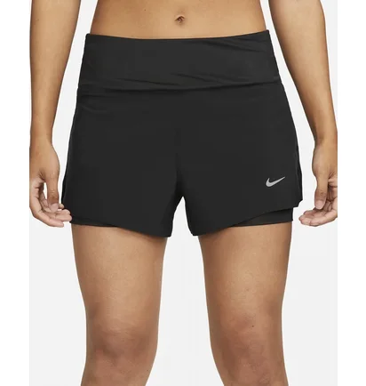 Шорты женские Nike Dri-Fit Swift WomenS Mid-Rise 3 2-In-1 Running Shorts With Pockets Black DX1029-010