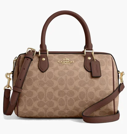 Сумка женская COACH Rowan Satchel Bag In Signature Canvas Brown/Beige CV961
