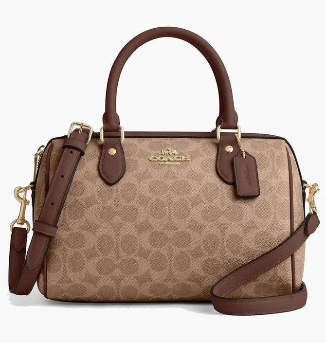 Сумка женская COACH Rowan Satchel Bag In Signature Canvas Brown/Beige CV961