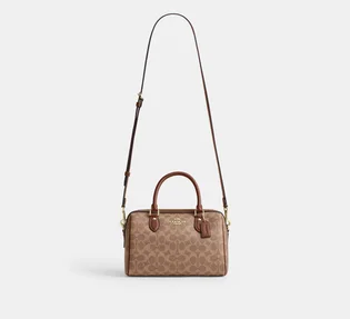 Сумка жіноча COACH Rowan Satchel Bag In Signature Canvas Brown/Beige CV961