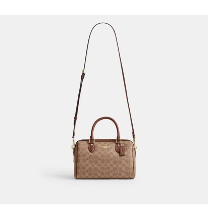 Сумка женская COACH Rowan Satchel Bag In Signature Canvas Brown/Beige CV961