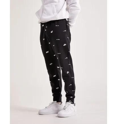 Штани чоловічі Nike Club Fleece Allover Print Brushed-Back Fleece Jogger Pants Black FB7437-011