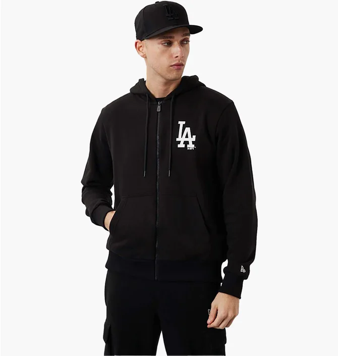 Толстовка мужская NEW ERA Mlb League Los Angeles Dodgers Essential Zip Hoodie Black 60284775