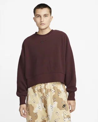 Світшот жіночий Nike Sportswear Plush Cropped Crewneck Sweatshirt Bordo Dq6844-652