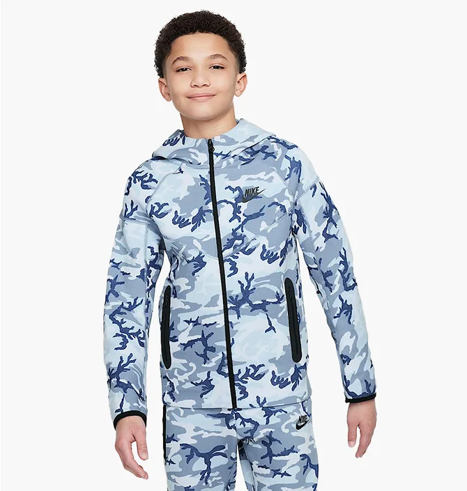 Толстовка детская Nike Tech Fleece Camo/Blue FN9118-493
