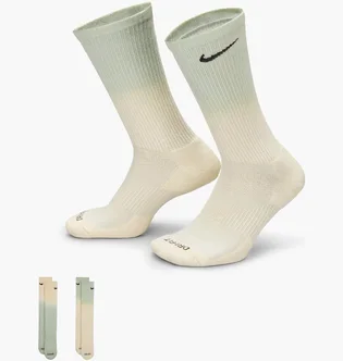 Шкарпетки унісекс Nike Everyday Plus Cush Crew Beige/Green (2 пари) DH6096-913