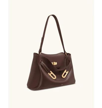 Сумка жіноча JW PEI Rhea Pebbled Double Buckle Shoulder Bag Brown BB2025BG134085JWP