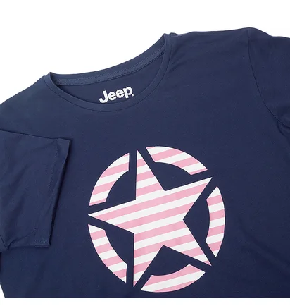 Футболка жіноча Jeep T-Shirt Oversize Star Striped Print Turn Blue O102613-A184