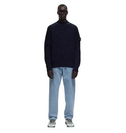 Кофта мужская Stone Island Wool Check Stitch Sweater Blue 8115537D5-V0020