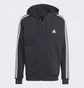 Толстовка чоловіча Adidas Essentials Fleece 3-Stripes Full-Zip Hoodie Black IB4029