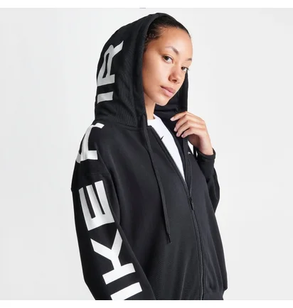 Толстовка женская Nike Sportswear Air Fleece Oversized Full-Zip Hoodie Black FB8047-010
