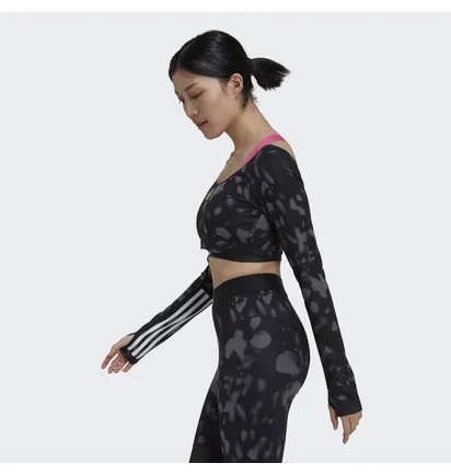 Лонгслив женский Adidas Hyperglam Cut 3-Stripes Long Sleeve Crop Top Black Hd6283