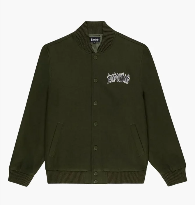 Бомбер мужской RipNDip Fire Spirit Varsity Green RNDFAL24102