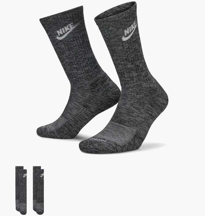 Шкарпетки унісекс Nike Everyday Cush Grey (2 пари) DH3778-010