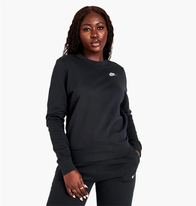 Свитшот женский Nike Sportswear Club Fleece Crewneck Sweatshirt Black Dq5473-010