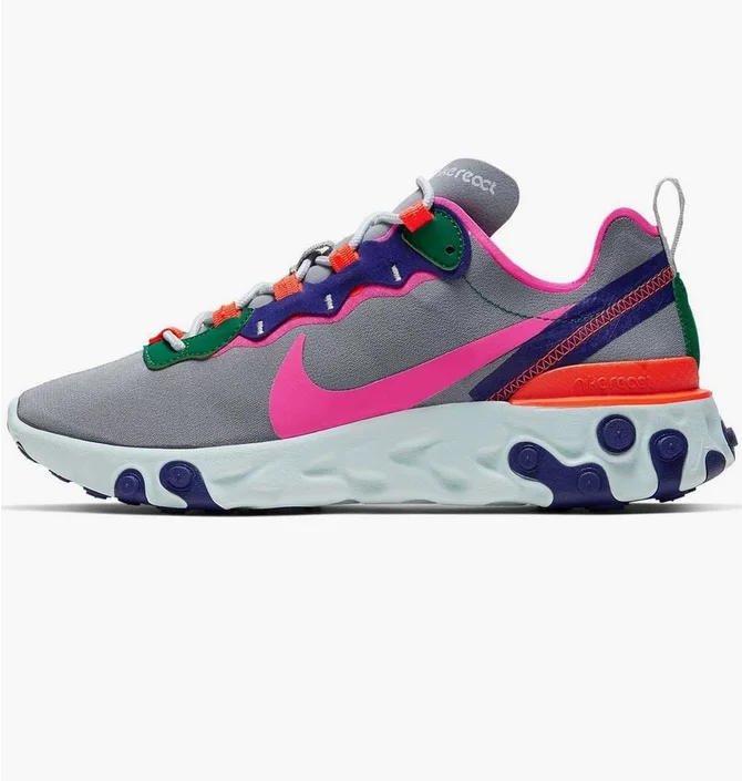 Кроссовки женские Nike React Element 55 Wolf Grey Fuchsia Bq2728-006