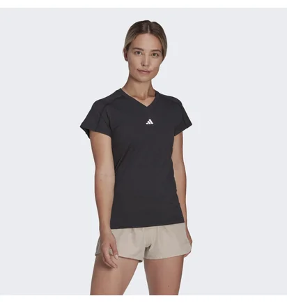 Футболка женская Adidas Aeroready Train Essentials Minimal Branding V-Neck Tee Black Hn5543
