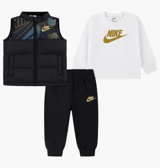 Спортивный костюм детский Nike Set - Puffer Vest/Blouse/Sweatpants Black/White 86N506-F66
