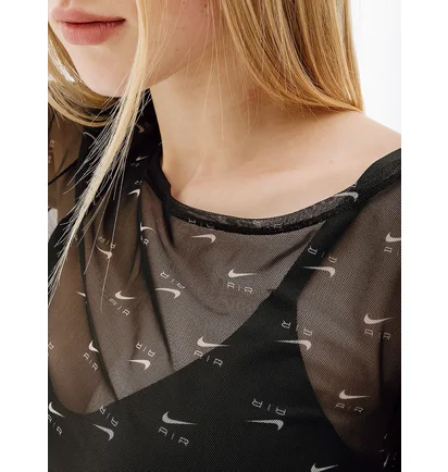 Платье женское Nike W Nsw Air Aop Mesh Ls Dress Black DV8249-010