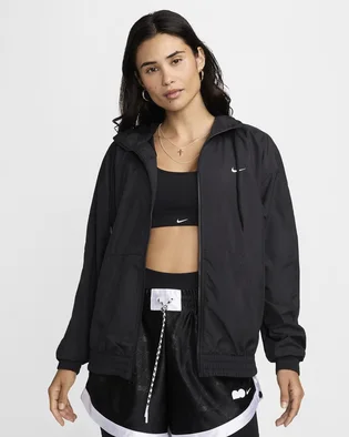 Олимпийка женская Nike Sportswear Classic Wovens Loose Uv Hooded Jacket Black FV6298-010