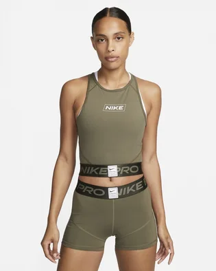 Топ женский Nike Pro Dri-Fit Graphic Crop Tank Olive Dq5593-222