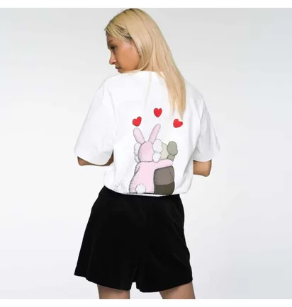 Футболка детская Uniqlo Kaws Warhol Pink Bunny White 341-476350