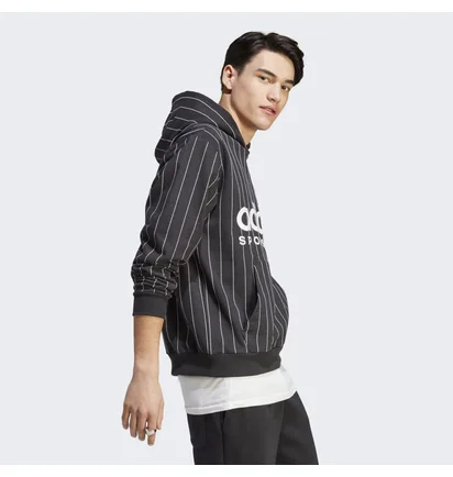 Худи мужское Adidas Pinstripe Fleece Hoodie Black Ib8381