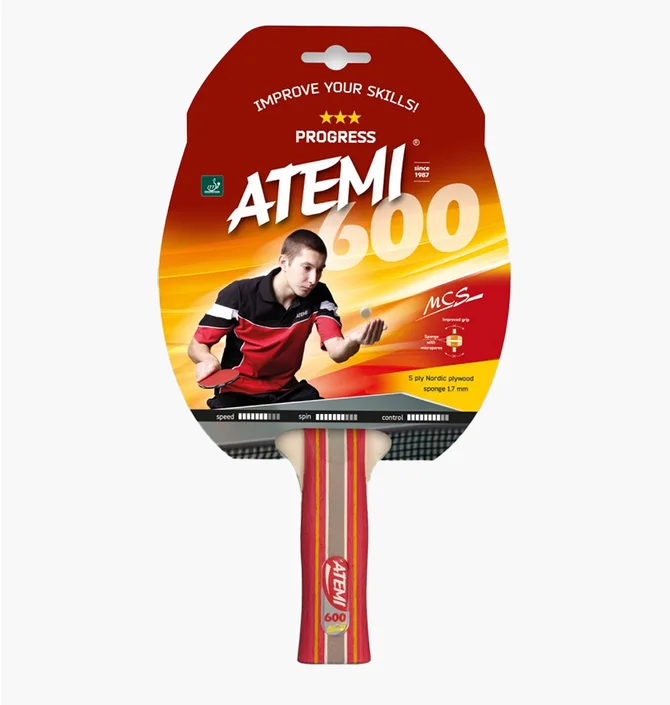 Ракетка для настільного тенісу Atemi 600 Black/Red 10042