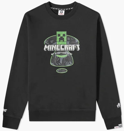 Свитшот мужской Bape X Minecraft Logo Sweatshirt Black AAP-SE-M9564XX