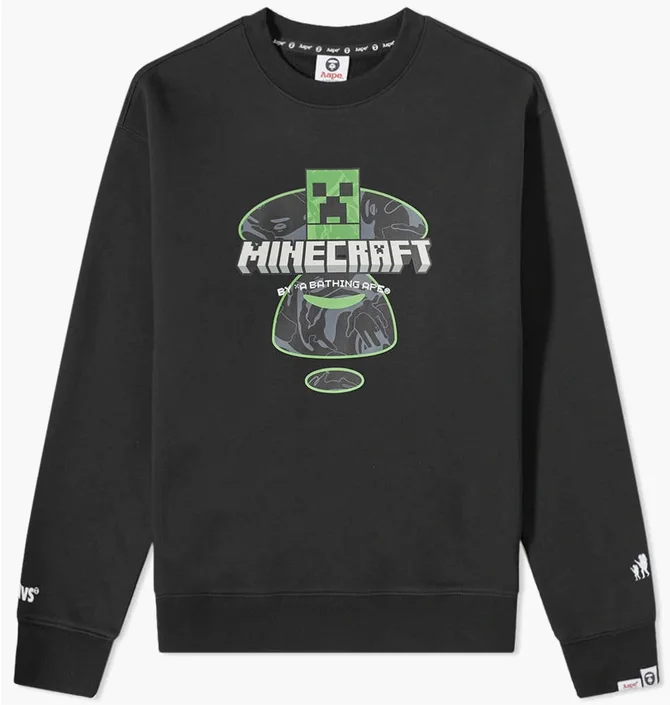 Свитшот мужской Bape X Minecraft Logo Sweatshirt Black AAP-SE-M9564XX