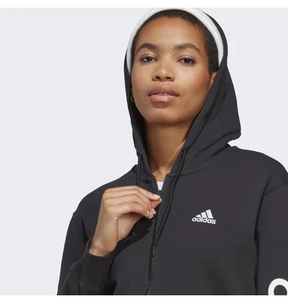 Толстовка жіноча Adidas Essentials Linear Full-Zip French Terry Hoodie Black Ic6863