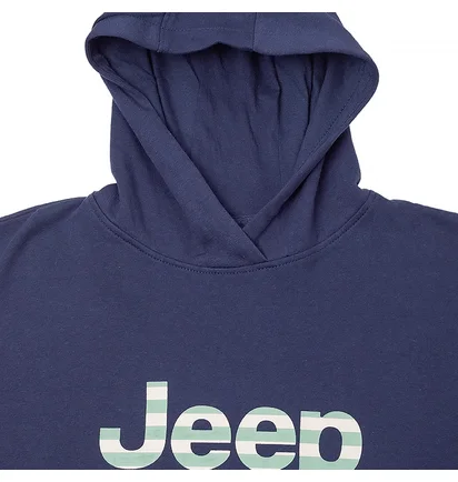 Худи женское Jeep Hooded Cropped Sweatshirt Striped Print Blue O102609-A184