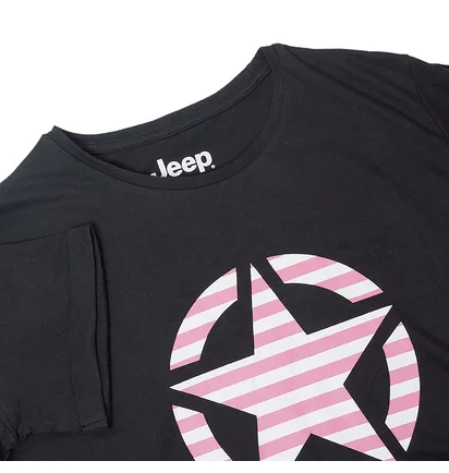 Футболка женская Jeep T-Shirt Oversize Star Striped Print Turn Black O102613-B000