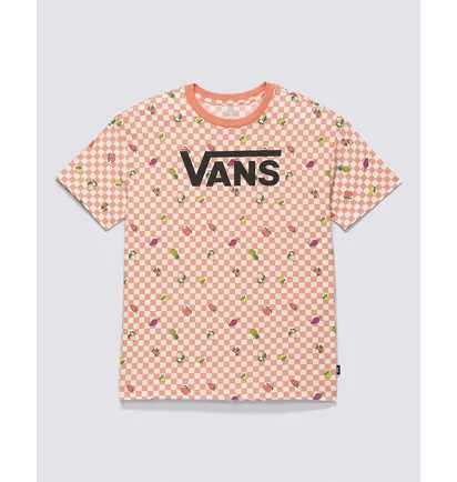 Футболка женская Vans Fruit Checkerboard Oversized Tee Beige/Peach VN0003V6BM5