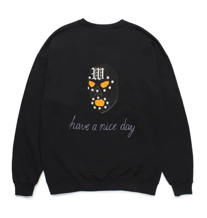 Світшот унісекс wacko maria Crew Neck Black 24FW-WMC-SS12