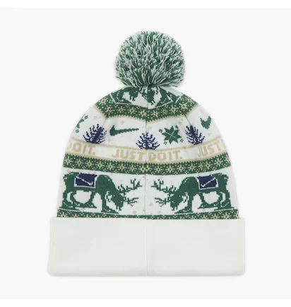 Шапка детская Nike Peak Holiday Beanie White/Green HV7025-133