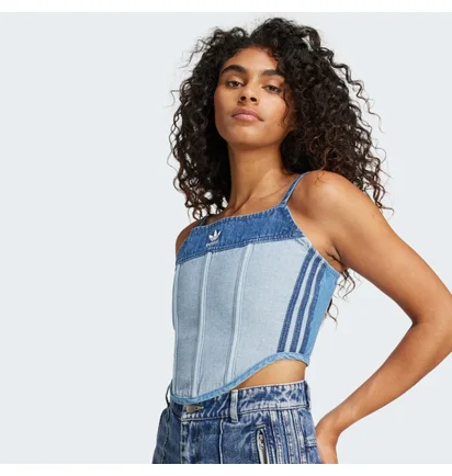 Топ женский Adidas Denim Corset Blue IW5671