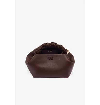 Сумка жіноча GANNI Brown Grained Small Bou Bag Bordo A727497900
