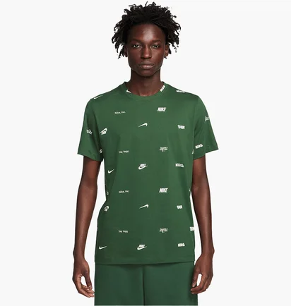 Футболка мужская Nike Club Allover Print T-Shirt Green FD1279-323