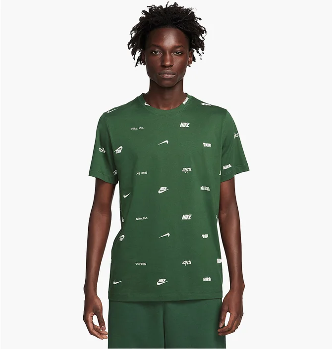 Футболка мужская Nike Club Allover Print T-Shirt Green FD1279-323