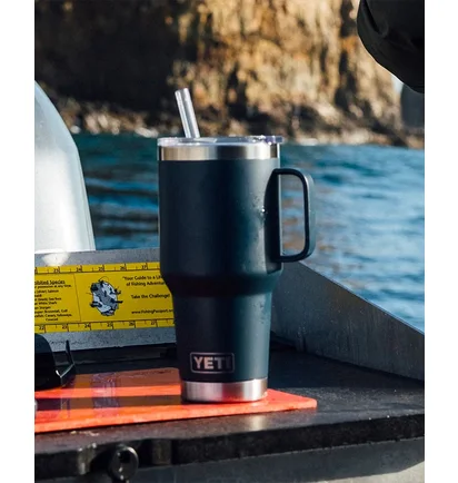 Термокружка Yeti Rambler 35Oz (1035Ml) Straw Mug Black 70000002297