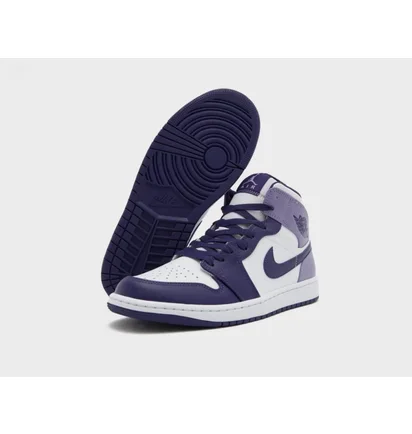 Кроссовки детские Air Jordan Air 1 Mid White/Violet DQ8423-515
