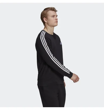 Свитшот мужской Adidas Essentials French Terry 3-Stripes Sweatshirt Black Gk9078