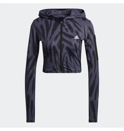 Лонгслив женский Adidas Run Icon Allover Print Long Sleeve Running Tee Black/Violet He0353