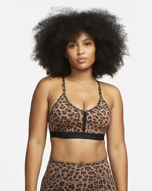 Топ жіночий Nike Indy WomenS Light-Support 1-Piece Pad V-Neck Leopard Print Sports Bra Brown DV9963-256