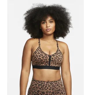 Топ женский Nike Indy WomenS Light-Support 1-Piece Pad V-Neck Leopard Print Sports Bra Brown DV9963-256